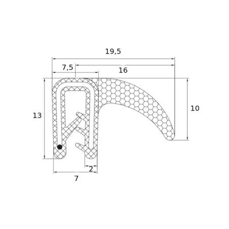 Joint en U avec lèvre souple pour tole de 1 à 2 mm - lg 25 m