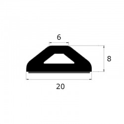profil butoir de protection en forme delta 20 x 8 mm avec une face adhésive